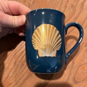 Otagiri Clam Shell 4" Blue Gold Coffee Mug "Golden Treasures" Set Of 6 Cups!!